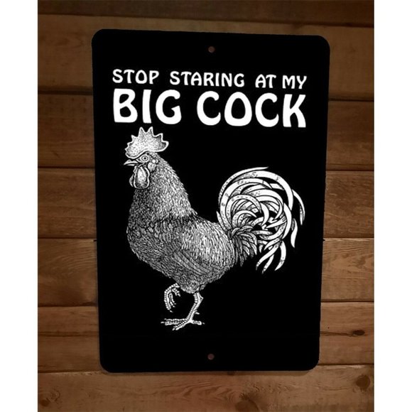 Stop Staring at My Big Cock‎ Rooster Animal 8x12 Metal Wall Sign - Picture 1 of 1